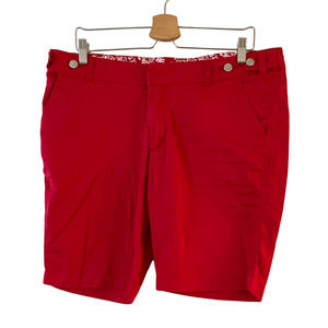 1955 Vintage Size 13 Juniors Womens Bermuda Chino Shorts Button-Tab Waist Red